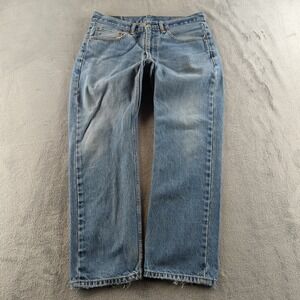 Levis Jeans Mens 34x29 Blue Light Wash Faded 505 Straight Denim Pants Cotton
